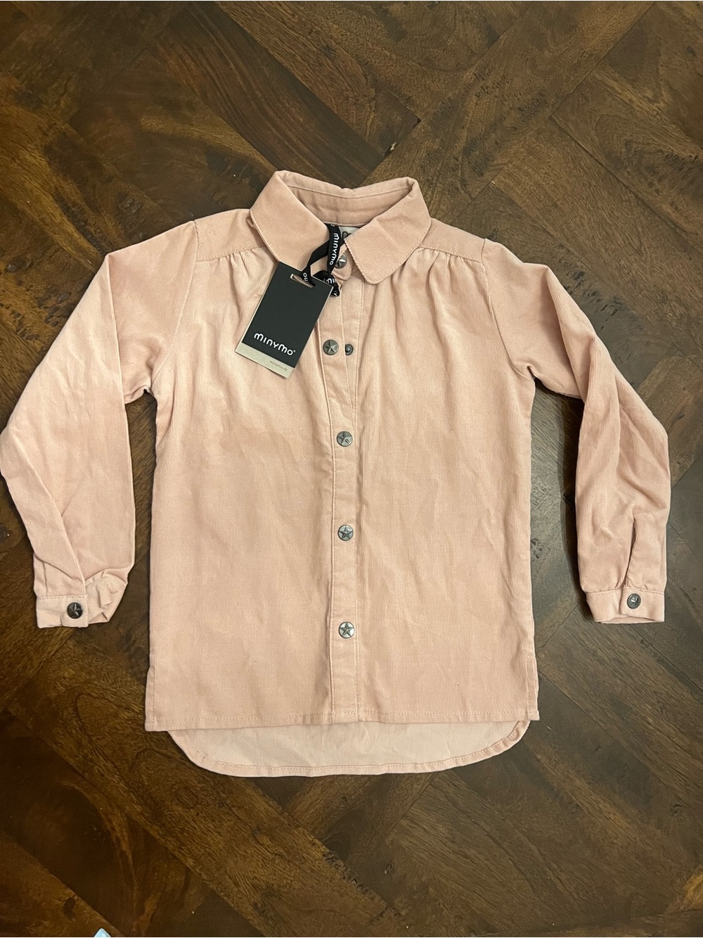 Girls' Minymo Long Sleeve Button-Down Corduroy Shirt - Pink